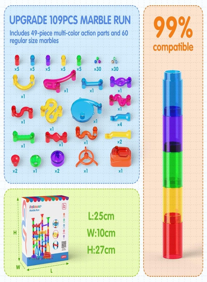Ifollower Marble Run, 109Pcs Marble Maze Game Building Toys for Kid, Upgrade Mable Track Race Construction STEM Learning Toy, Birthday for Boys Girls Aged 3-12 - Image 4